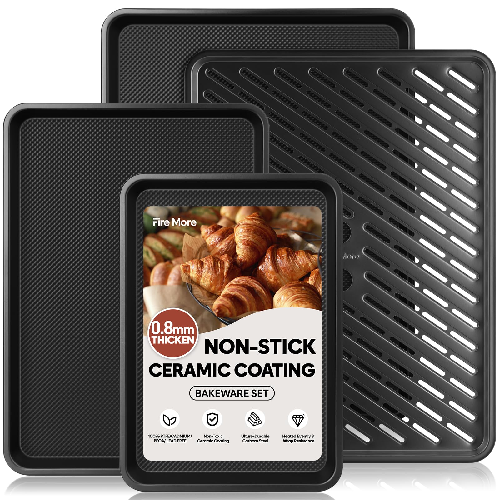 Fire More cookie sheets with cooling rack set top view for even heat