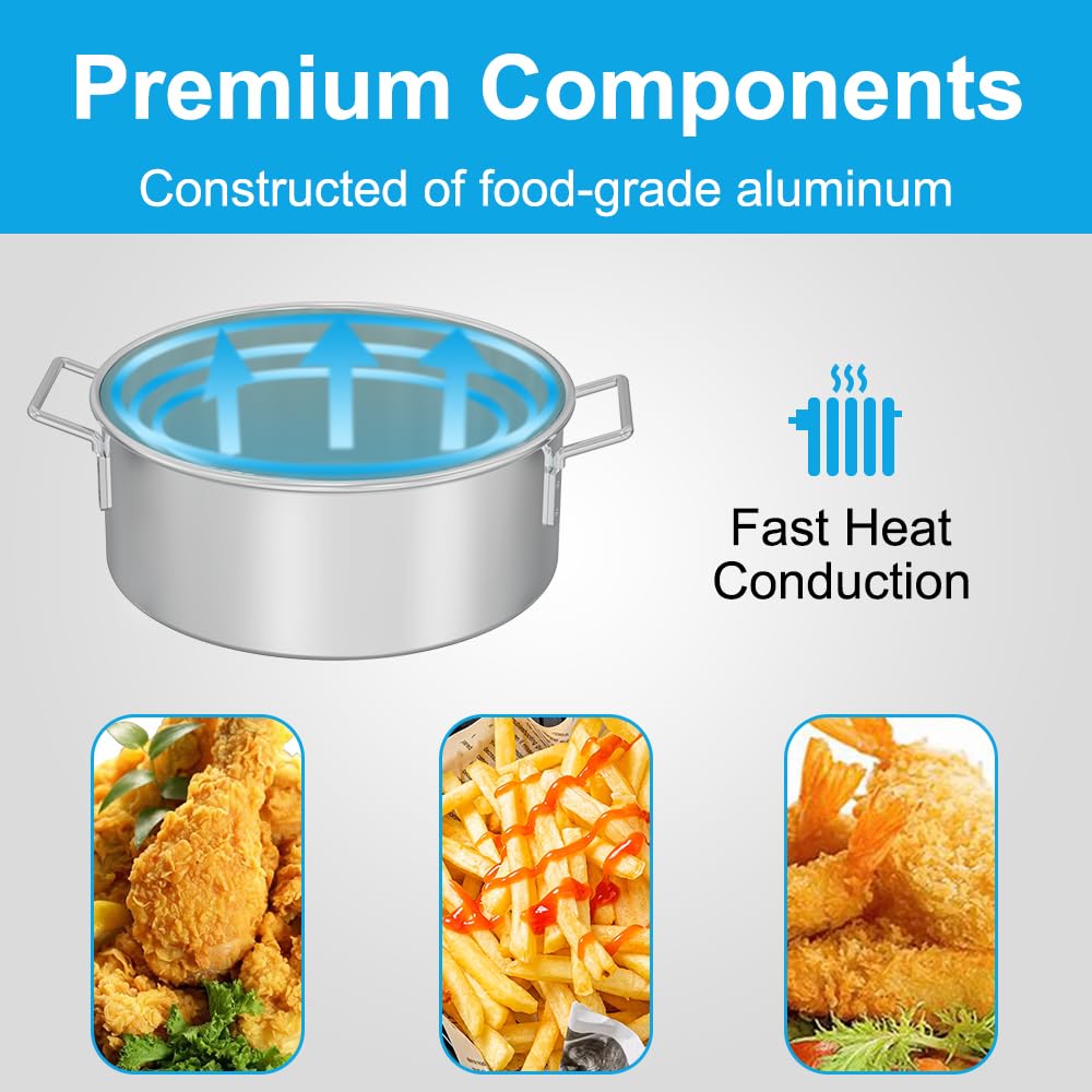 Fire Riot heat-resistant ergonomic handle promotes safer, comfortable frying.