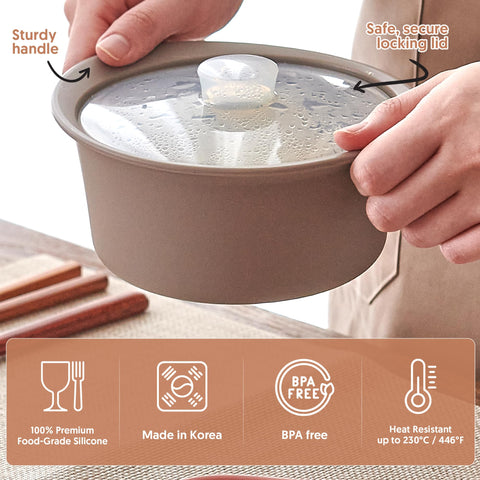 Firgi BPA-free heat-resistant steamer supports safe microwave use.
