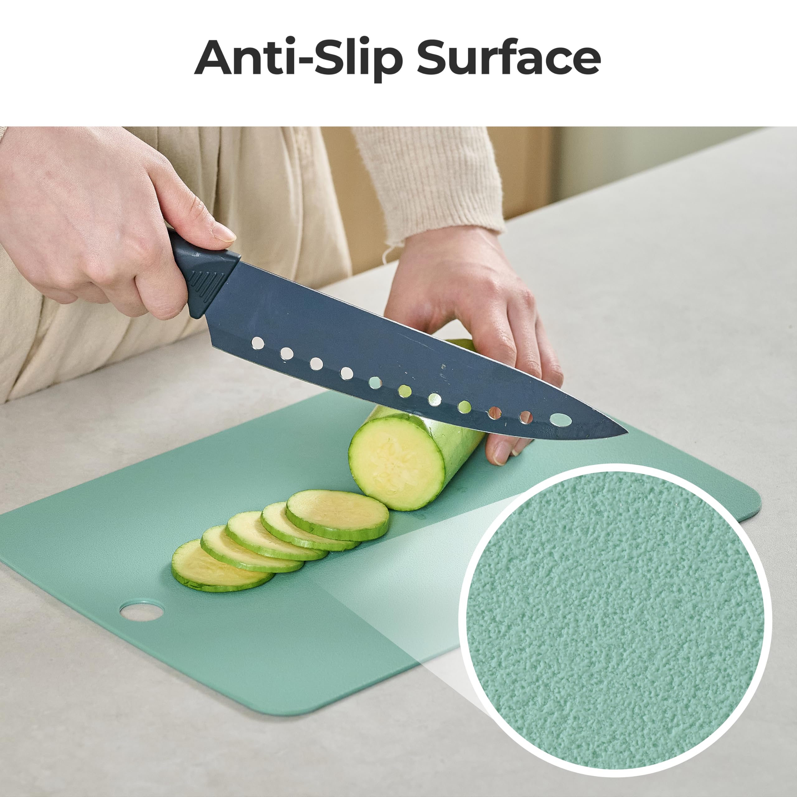Firgi non-slip grip bottom: stable surface during chopping to reduce shifting.