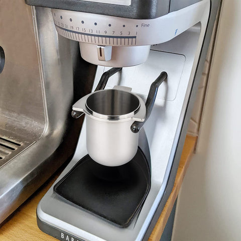 Durable stainless steel construction of FIRJOY dosing cup for repeated use.