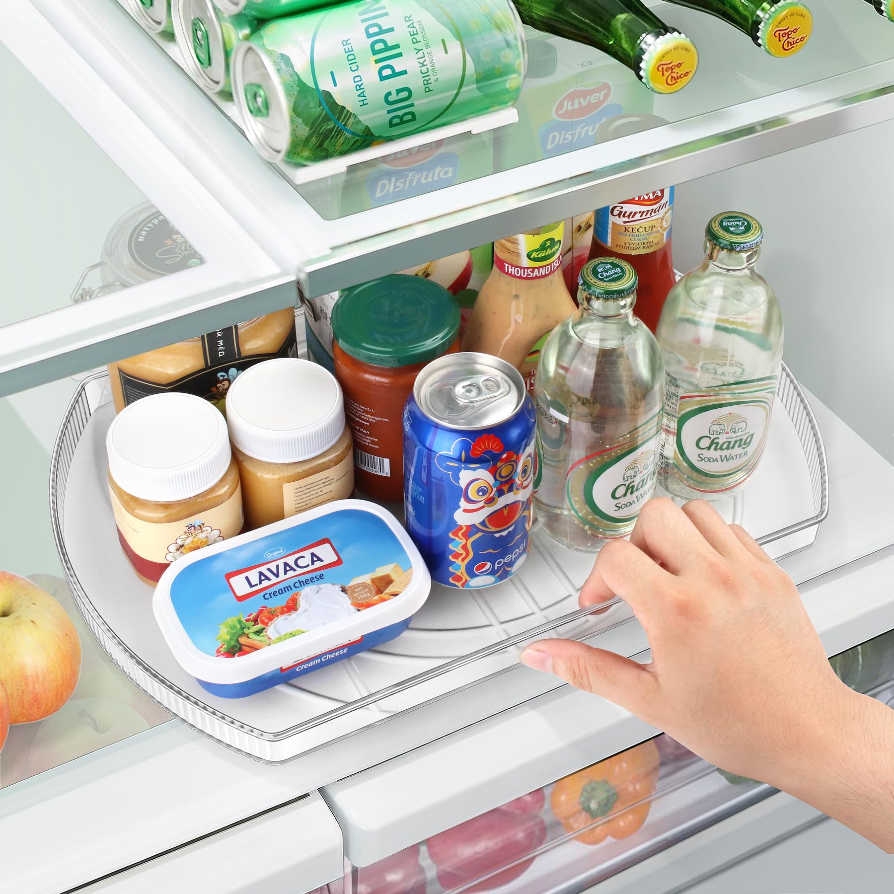 FIRJOY fridge organizer with suction cups, secure shelf stability