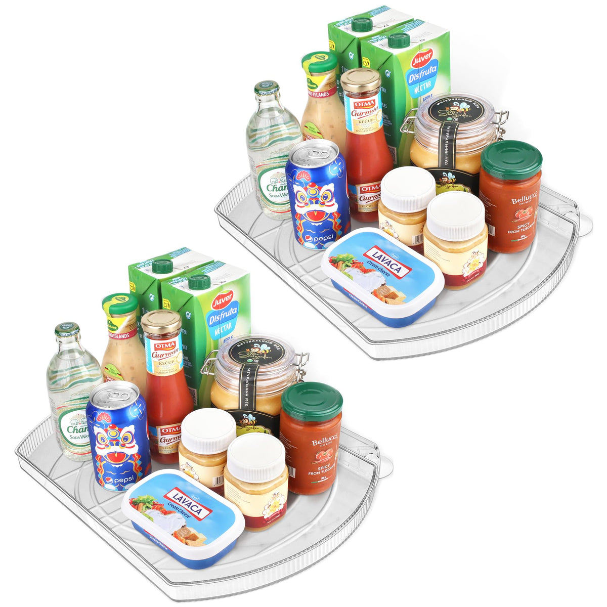 FIRJOY Lazy Susan turntable in fridge, clear rectangle for easy back-of-shelf access