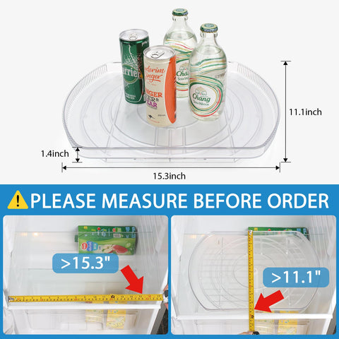 FIRJOY rectangle lazy susan top view, clear fridge organization