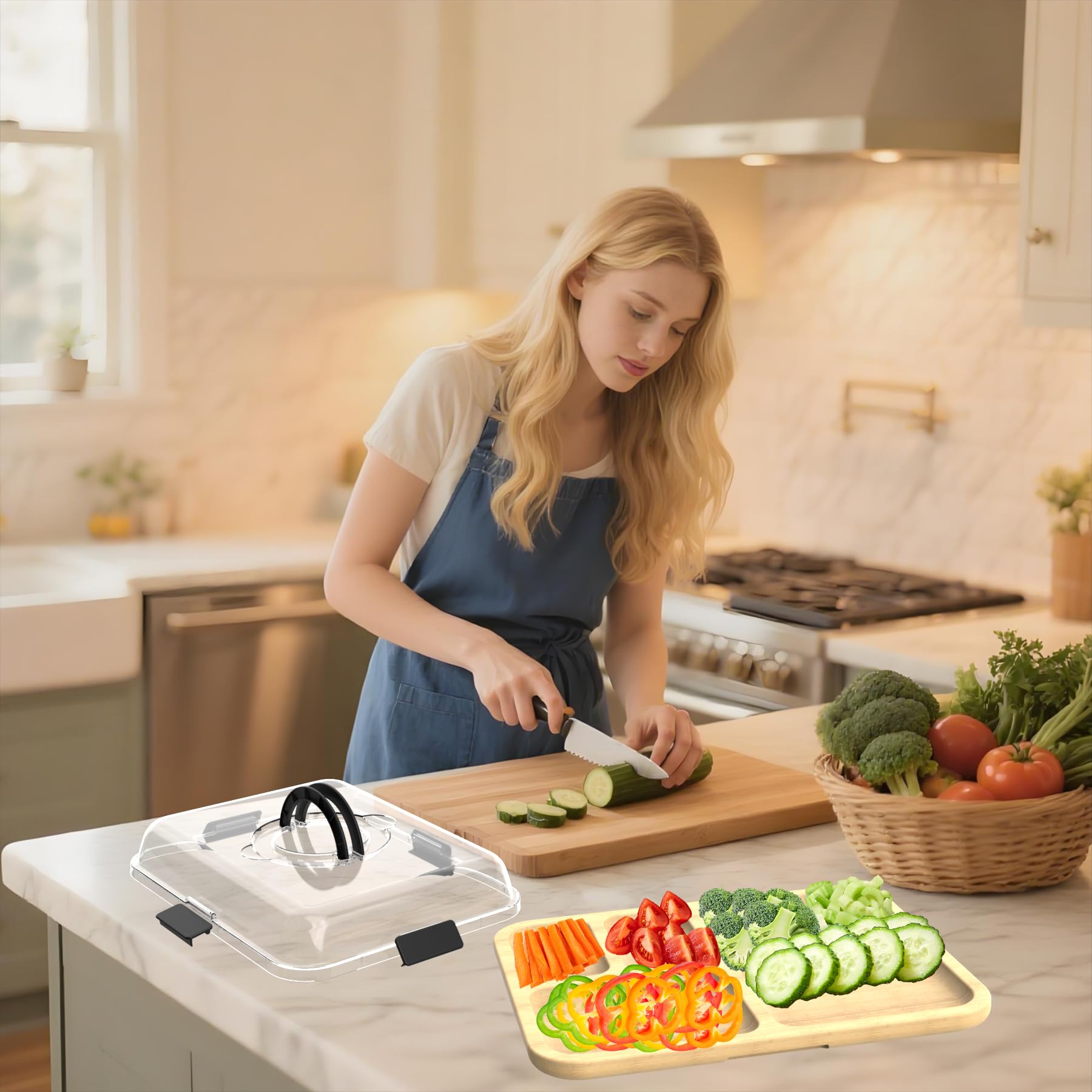 Firjuty board doubles as cutting surface for quick prep