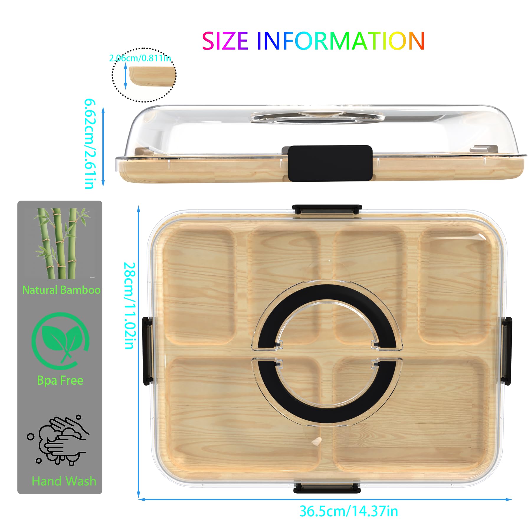 Six compartments on Firjuty board keep items organized