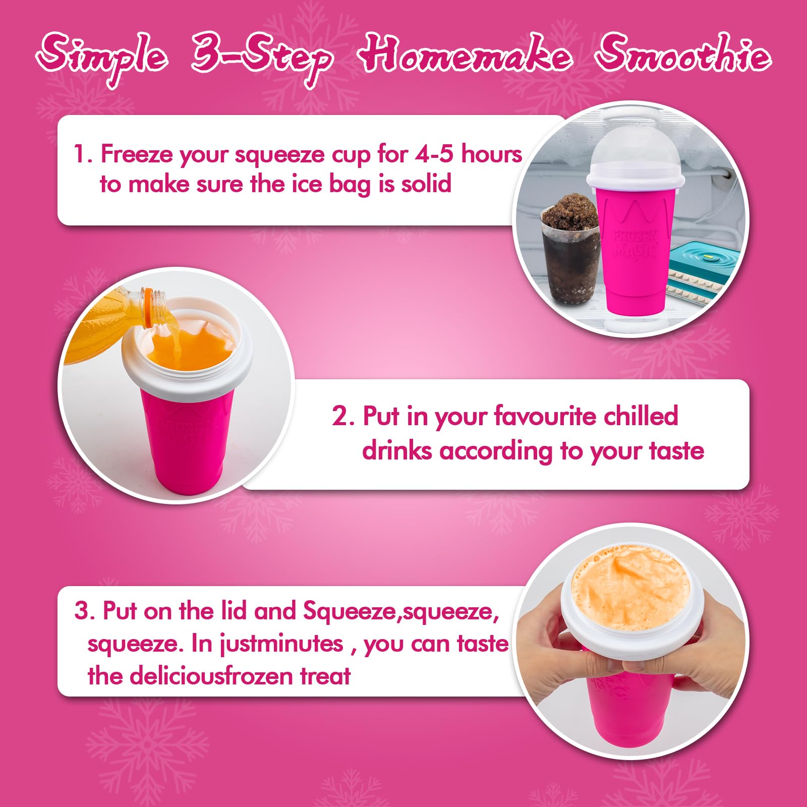Food-grade EVA and PP materials in the Firjuty slushie cup for safe use.