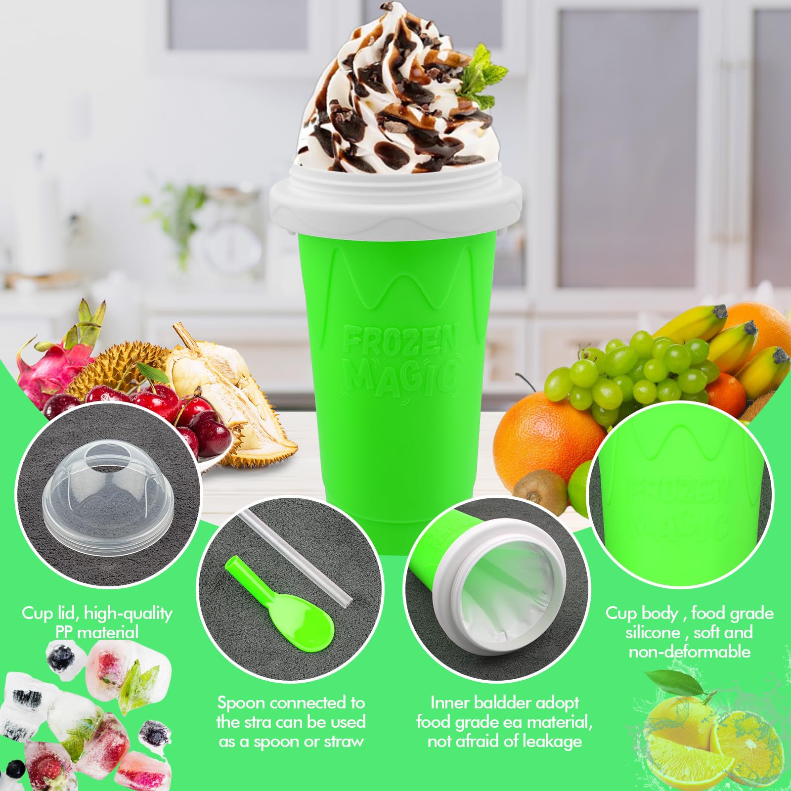 Travel-friendly lid and portable design for on-the-go smoothies.