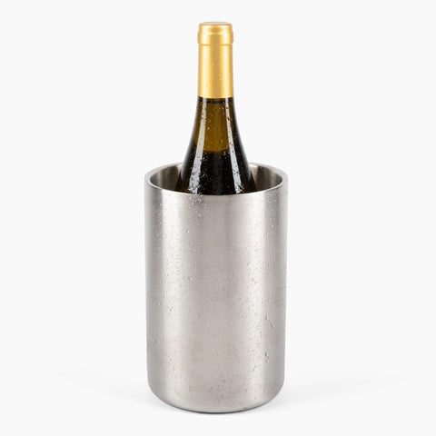 Firstleaf stainless steel wine chiller front view demonstrates sleek, durable cooling.