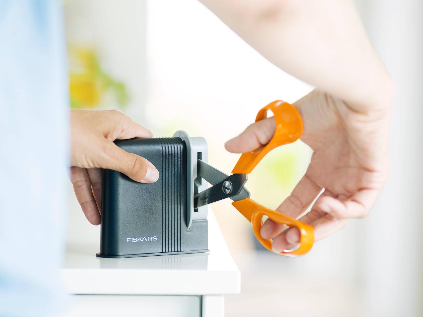 Fiskars Clip-Sharp Sharpener is durable and dishwasher-safe for easy maintenance.