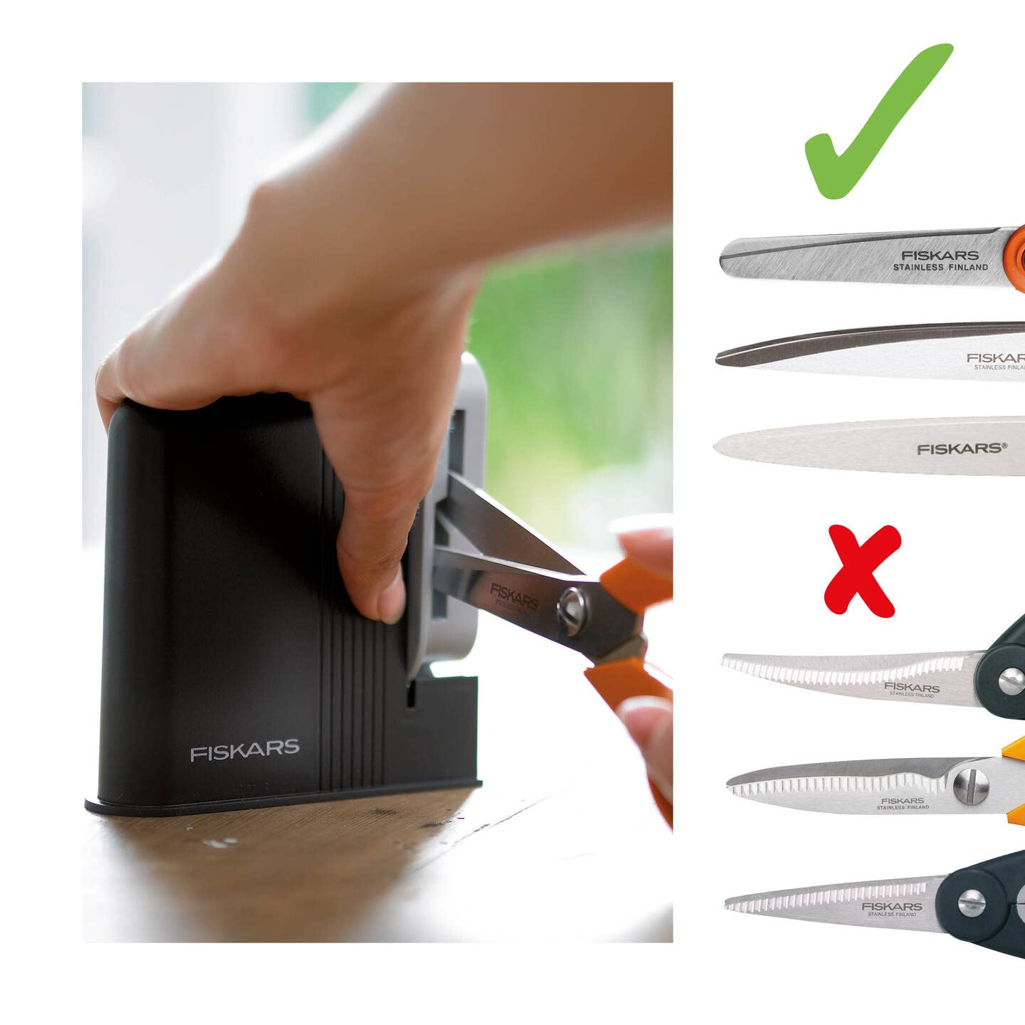 Fiskars Clip-Sharp Sharpener offers fast, reliable sharpening for all scissors.