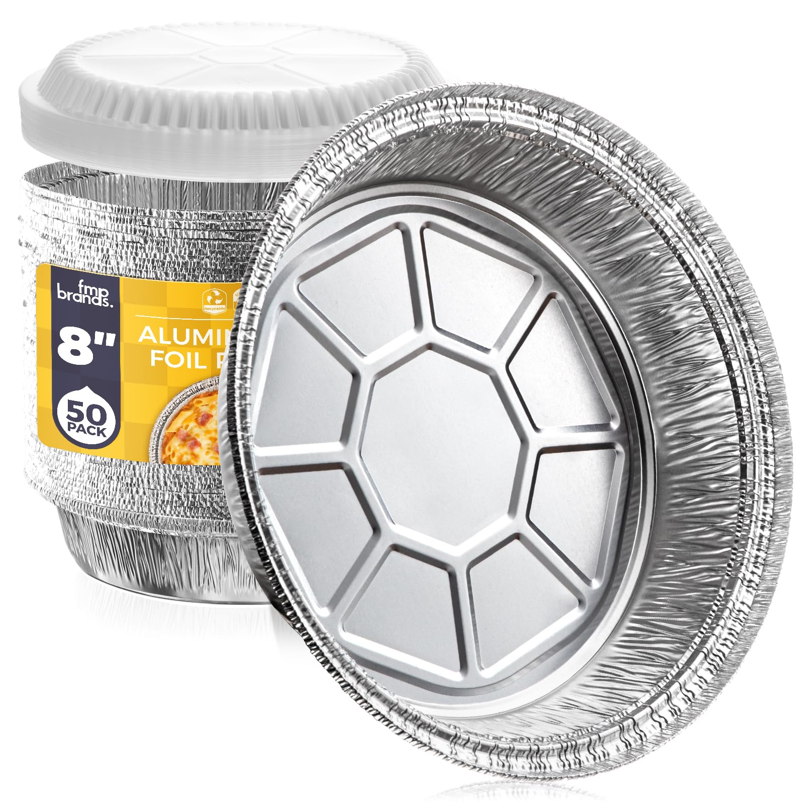 Fit Meal Prep 8-inch round aluminum pan with clear lid for even baking and easy storage.
