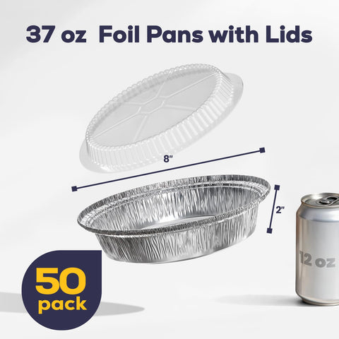 Fit Meal Prep clear dome lid on 8in pan showcases contents for takeout.