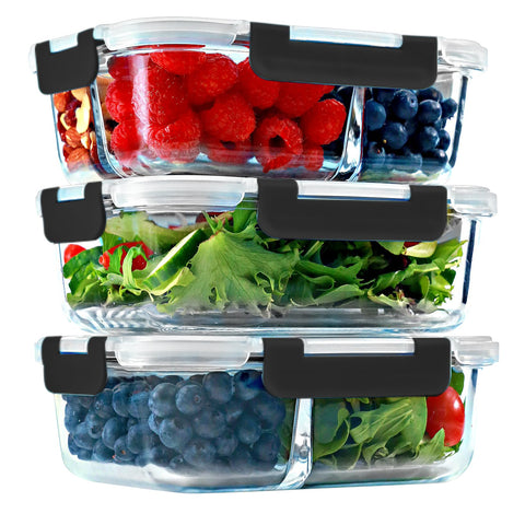 FIT Strong & Healthy 1-compartment glass container for easy meal prep portions at home