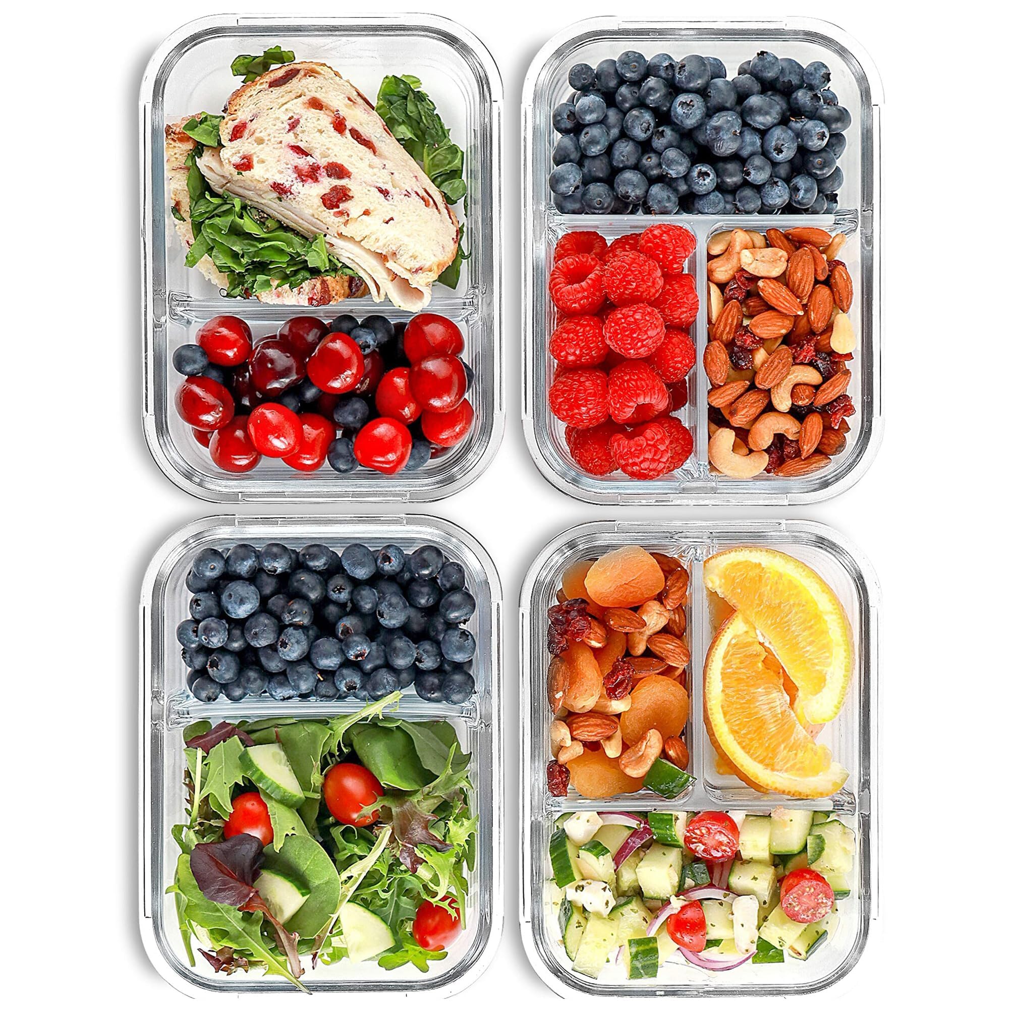 FIT Strong & Healthy 2-compartment blue bento box for portion-controlled meals