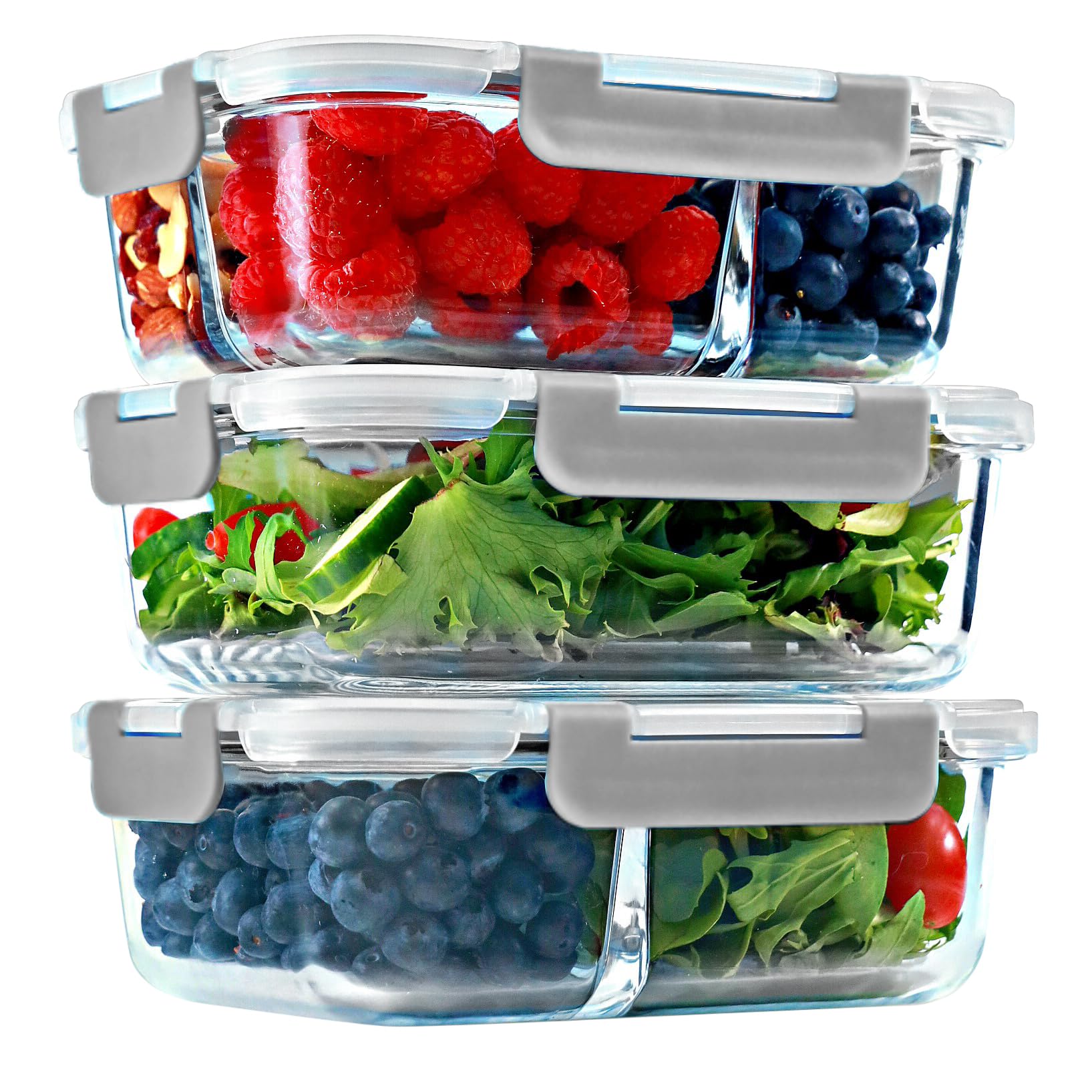 FIT Strong & Healthy glass meal prep container with 1-compartment design for simple portions.