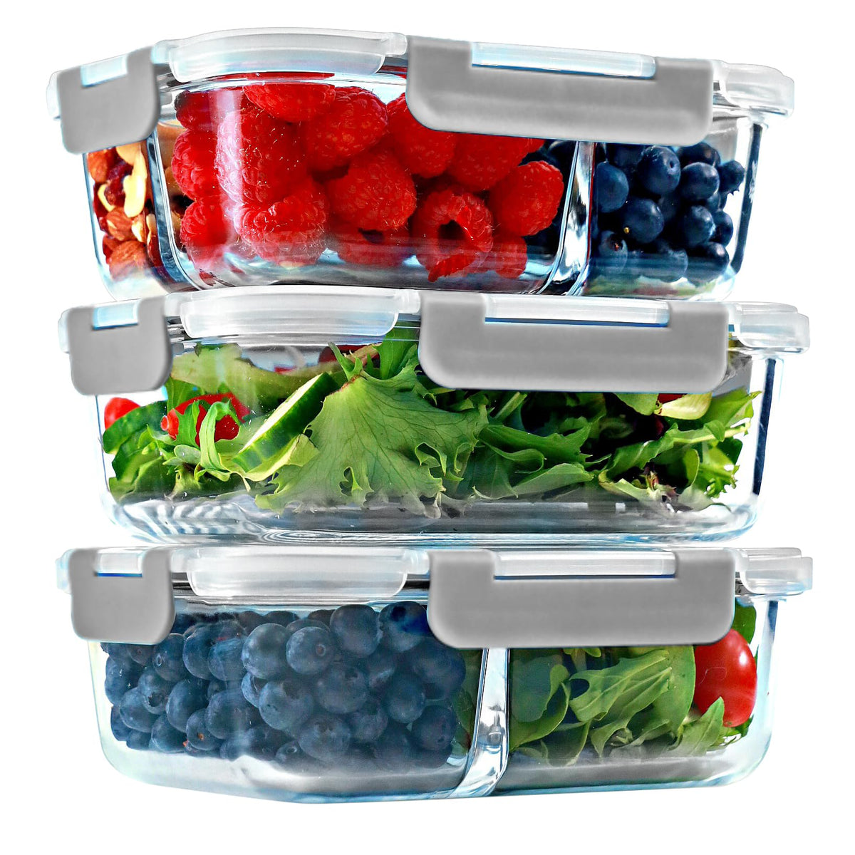 FIT Strong & Healthy glass meal prep container with 1-compartment design for simple portions.