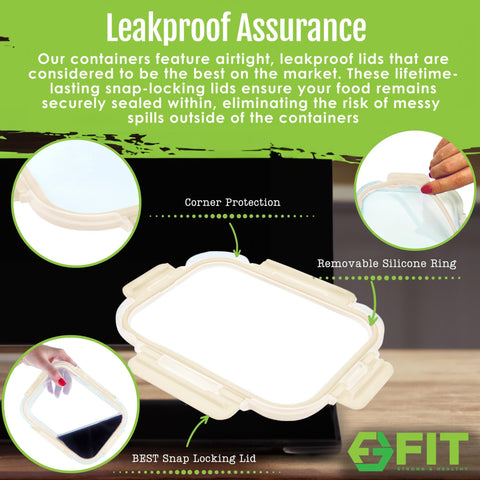 FIT Strong & Healthy oven-safe borosilicate glass for reheating and baking directly.