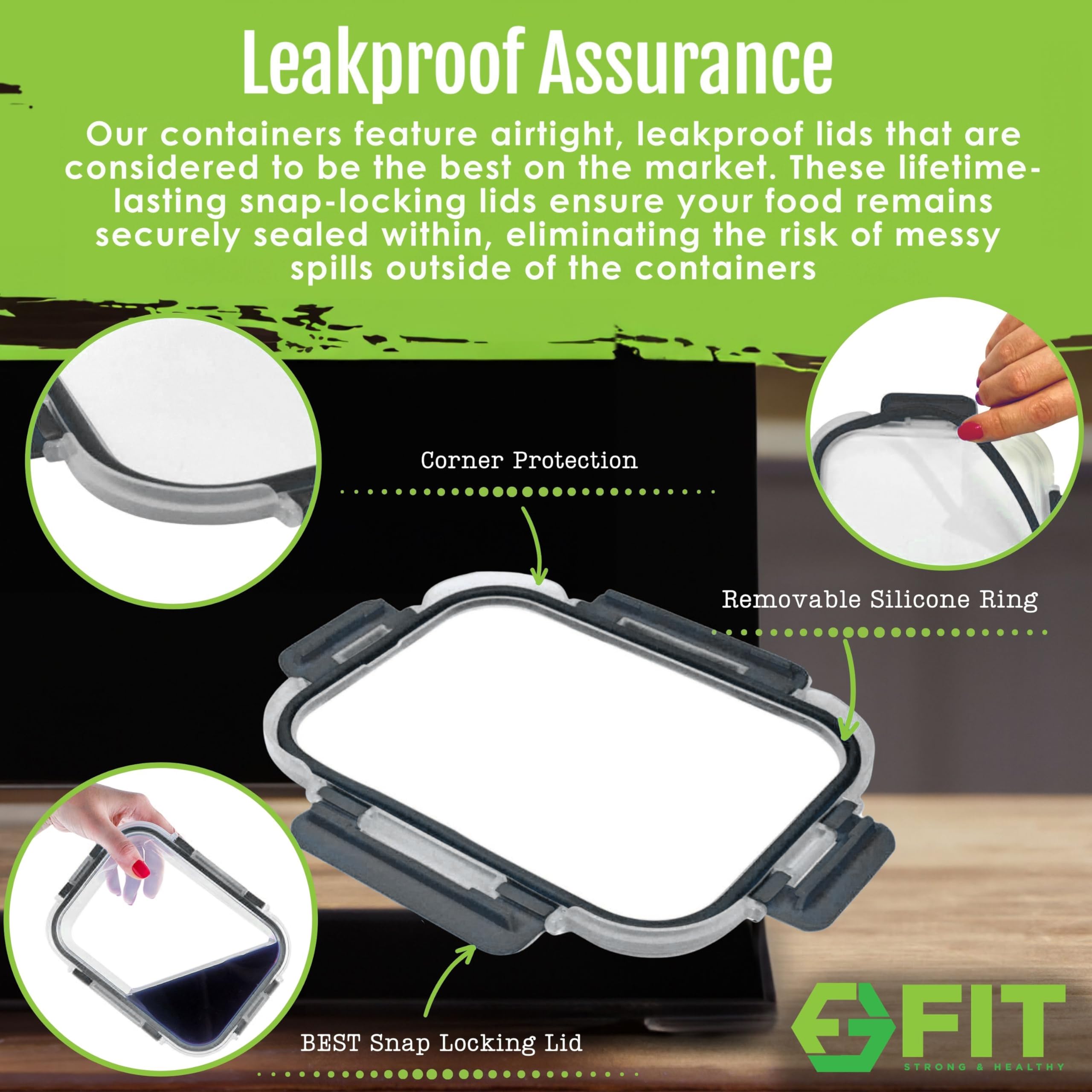 FIT Strong & Healthy stackable glass lunch box saves fridge space and simplifies storage