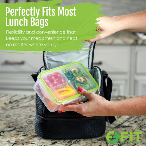 FIT Strong and Healthy stackable design saves fridge space and streamlines prep.