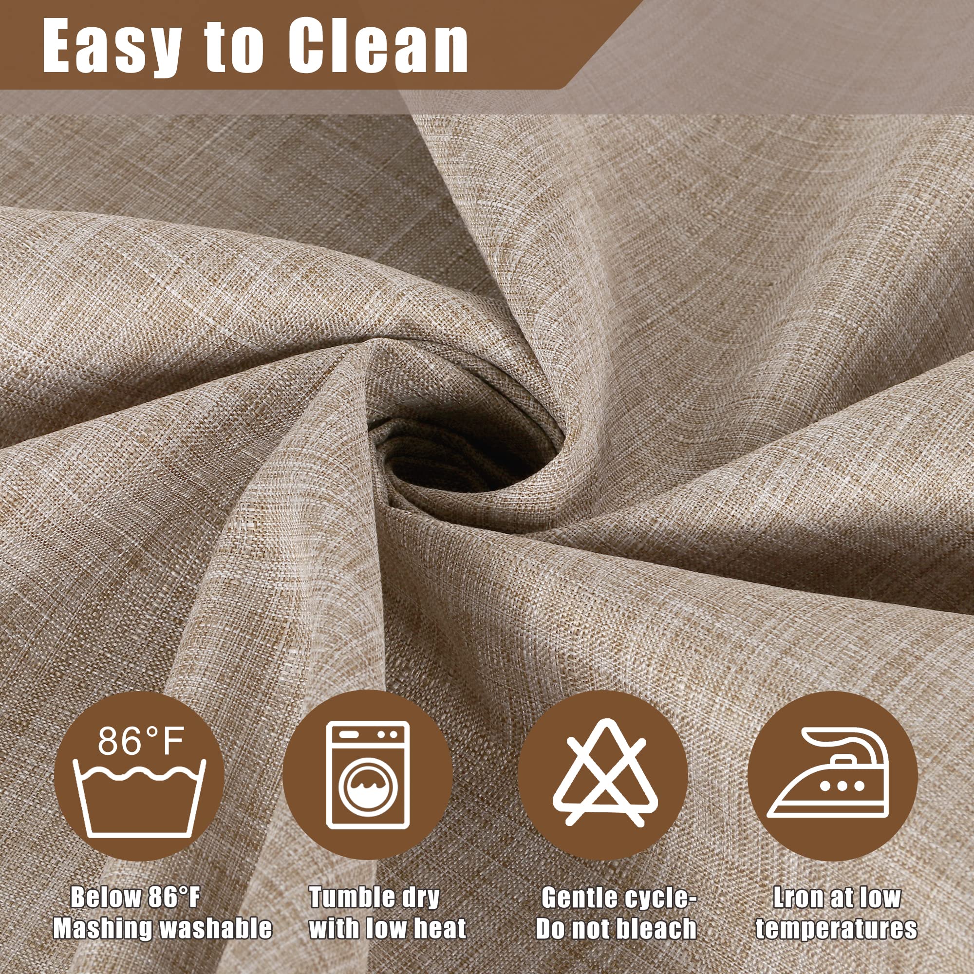 Fitable faux linen tablecloth is machine washable for easy care.