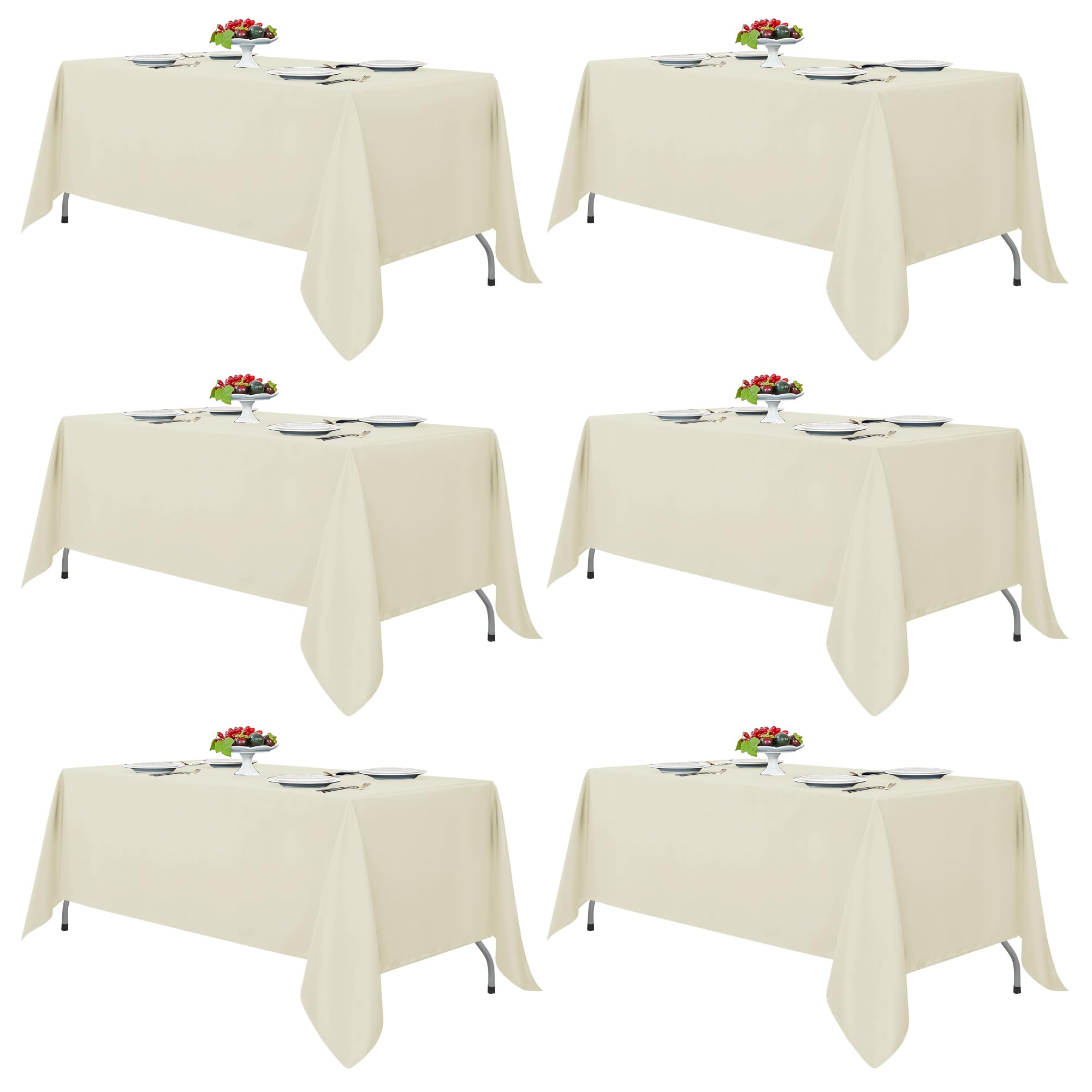 Fitable Ivory tablecloth 6-pack; easy-care fabric for dinner parties.