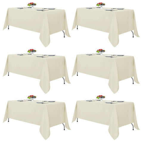 Fitable Ivory tablecloth 6-pack; easy-care fabric for dinner parties.