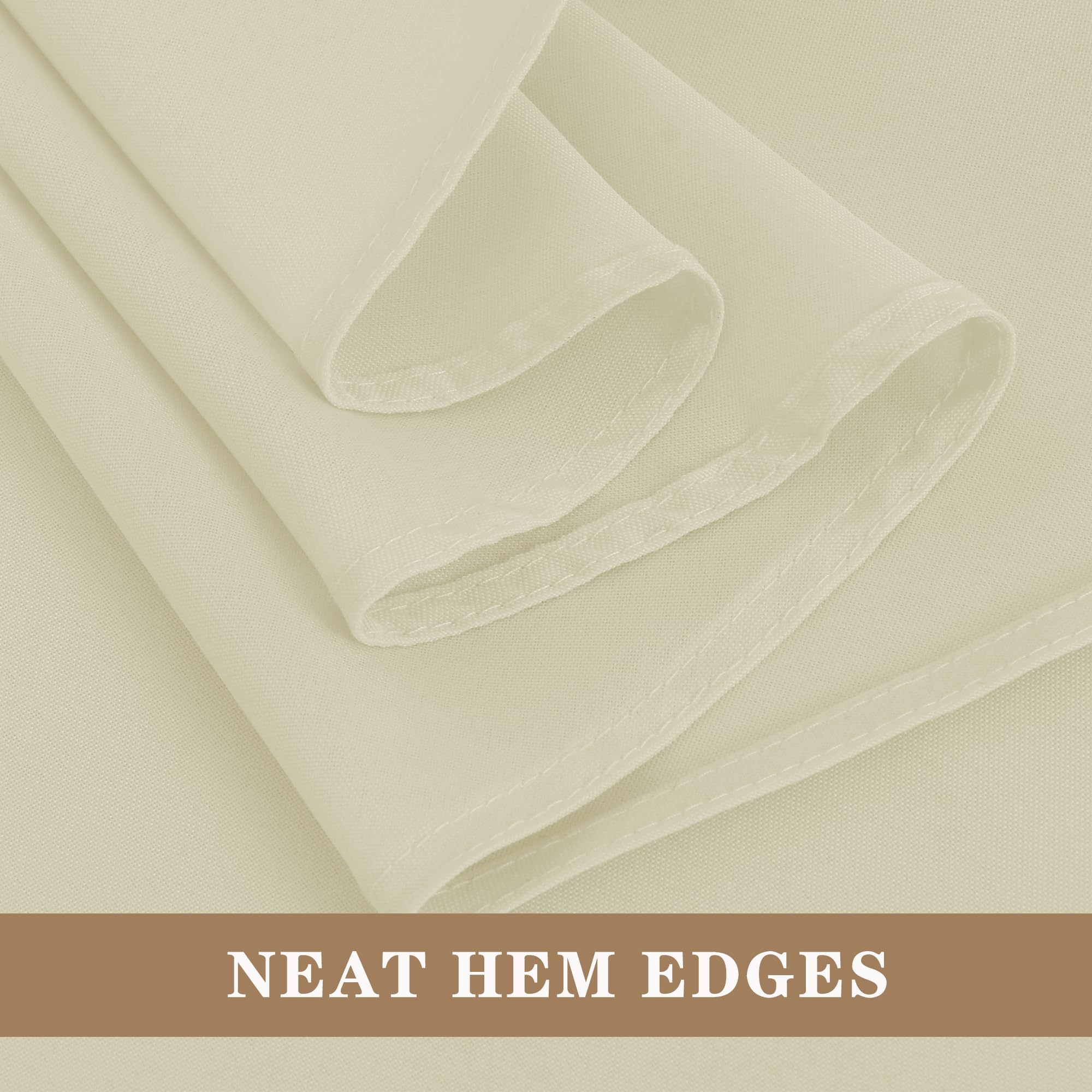 Fitable Ivory tablecloth easy-care: tumble dry low, iron if needed.