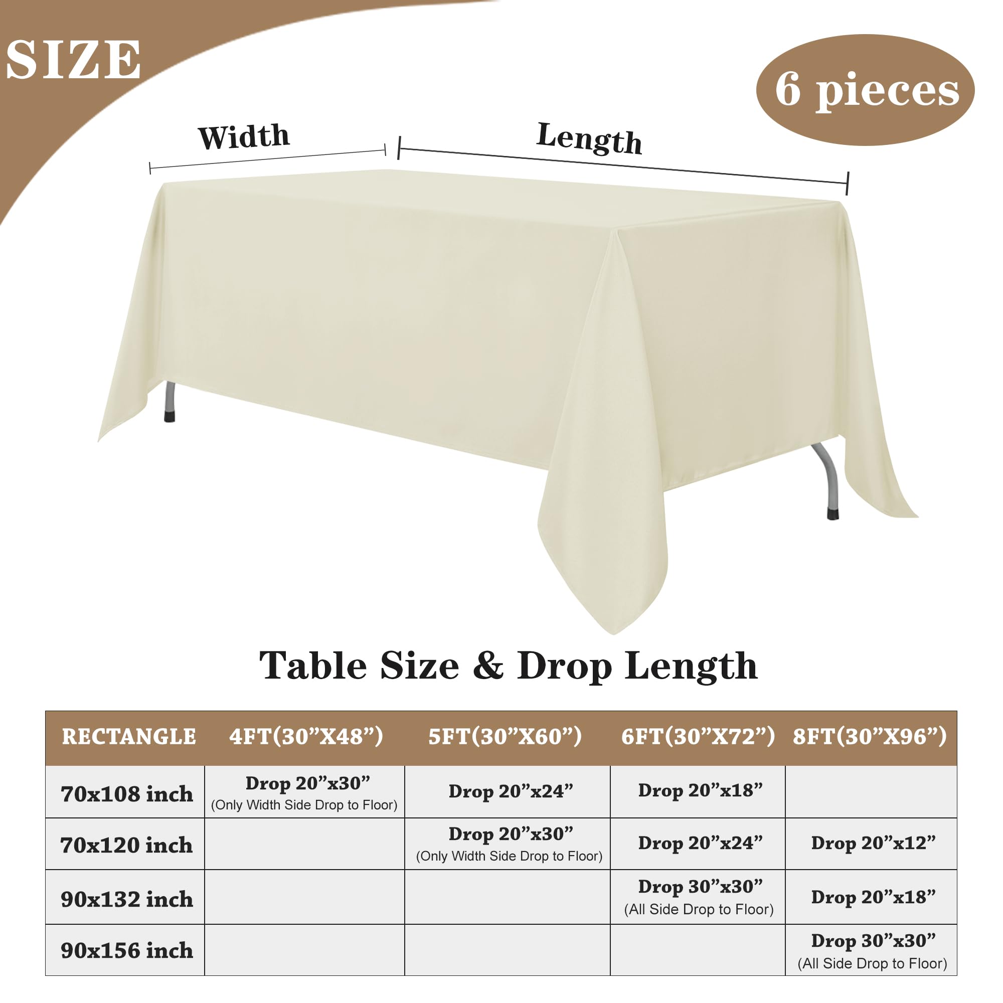 Fitable Ivory tablecloth machine washable for quick event cleanup.