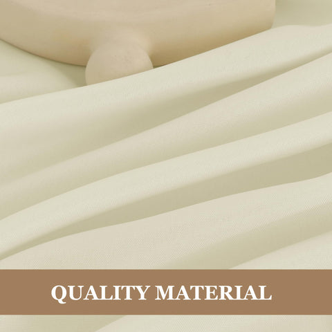 Fitable Ivory tablecloth rectangular fit adapts to various table shapes.