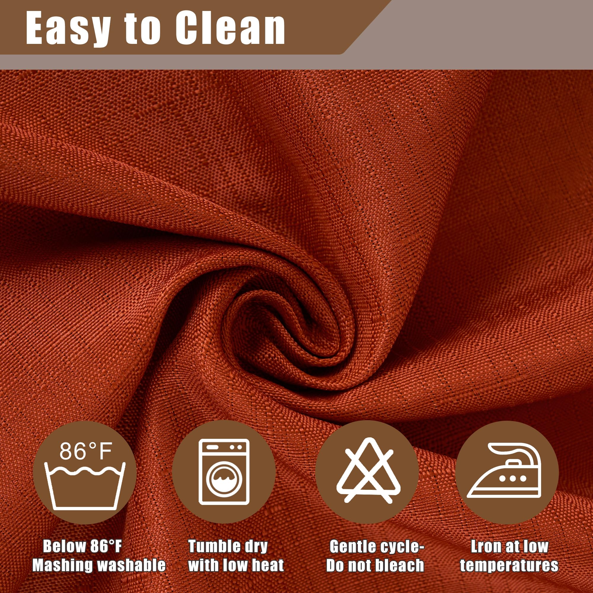 Fitable machine-washable tablecloth after cold-water cleaning with care label visible.