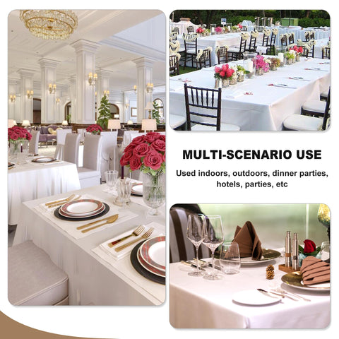 Fitable machine-washable tablecloth care highlights quick, convenient cleaning.