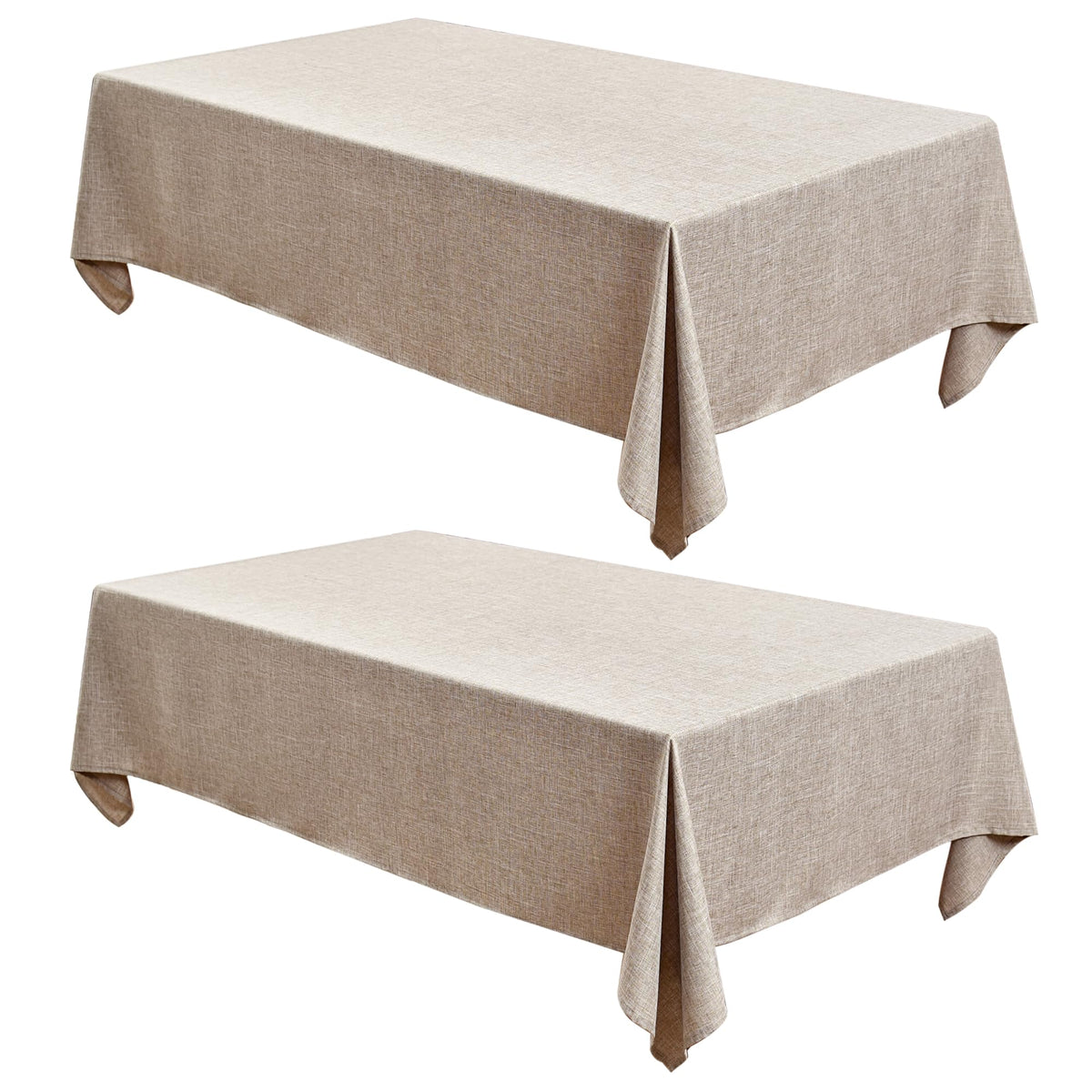 Fitable Nature faux linen tablecloth 60x84 close-up weave showing stain-resistant texture.
