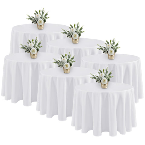Fitable six-pack round tablecloth 120in diameter drapes elegant wedding tables