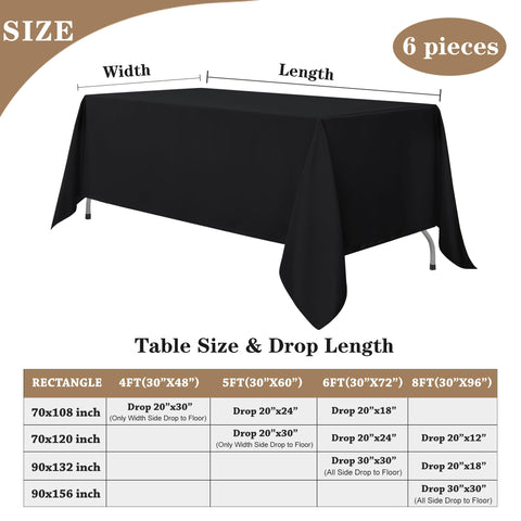 Fitable tablecloth various sizes display compatibility with different tables.