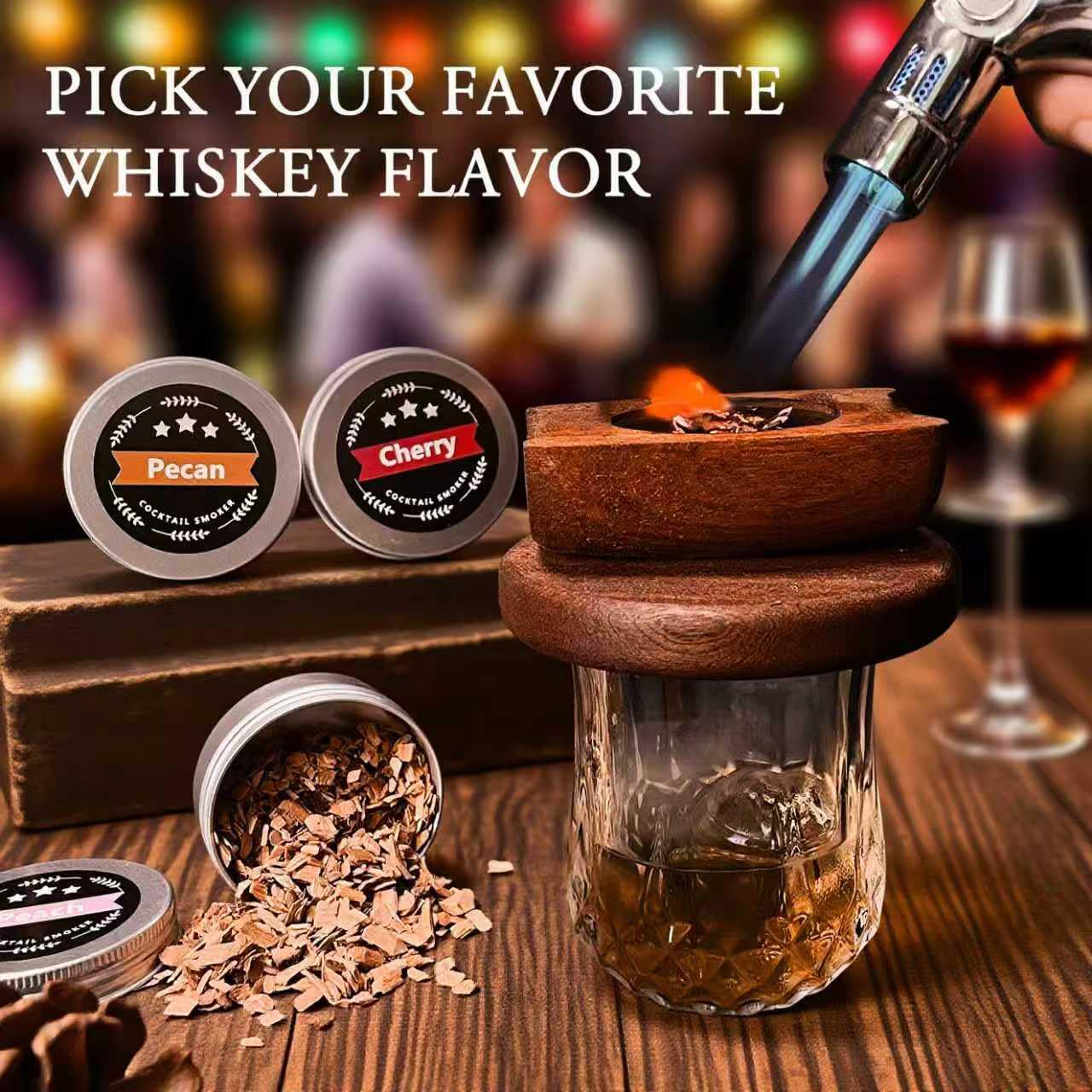 Fitbuter glass cups elevate presentation of smoked cocktails.