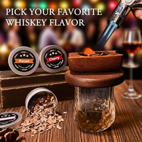 Fitbuter glass cups elevate presentation of smoked cocktails.