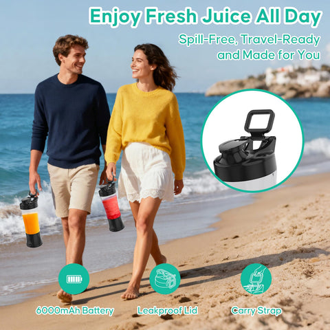 FITECHZY 6000mAh battery provides multiple blends per charge.