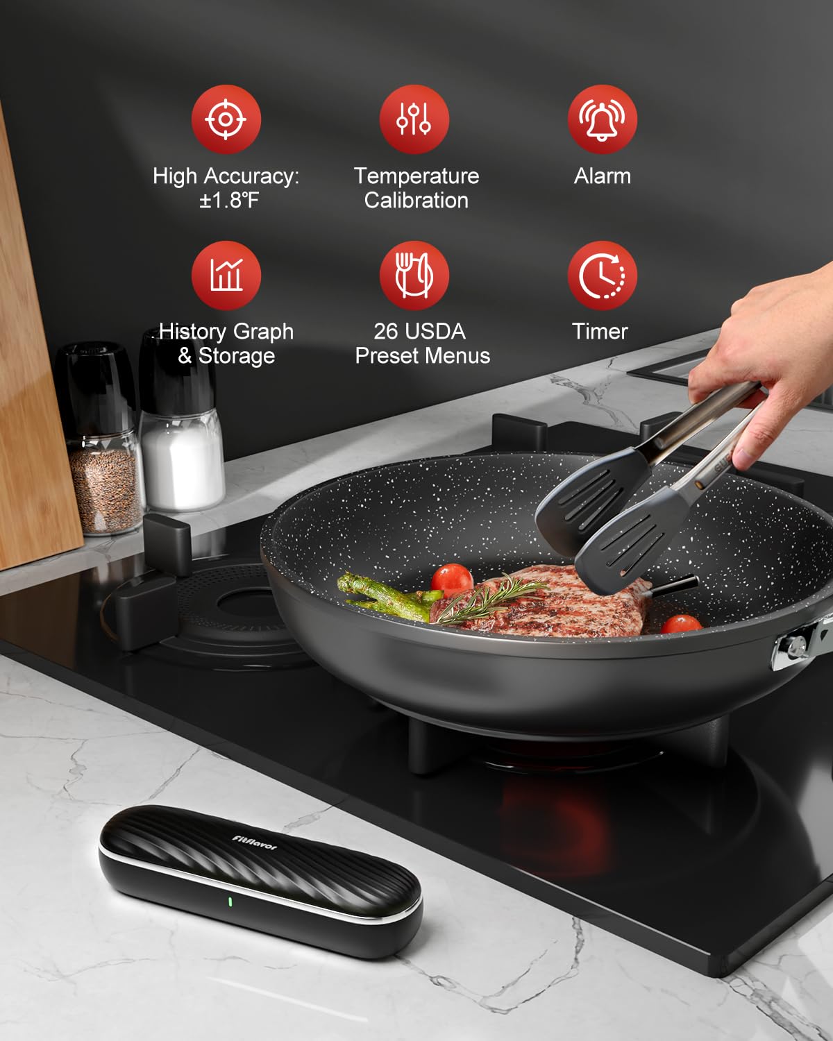 Fitflavor rechargeable battery delivers up to 25 hours of use.