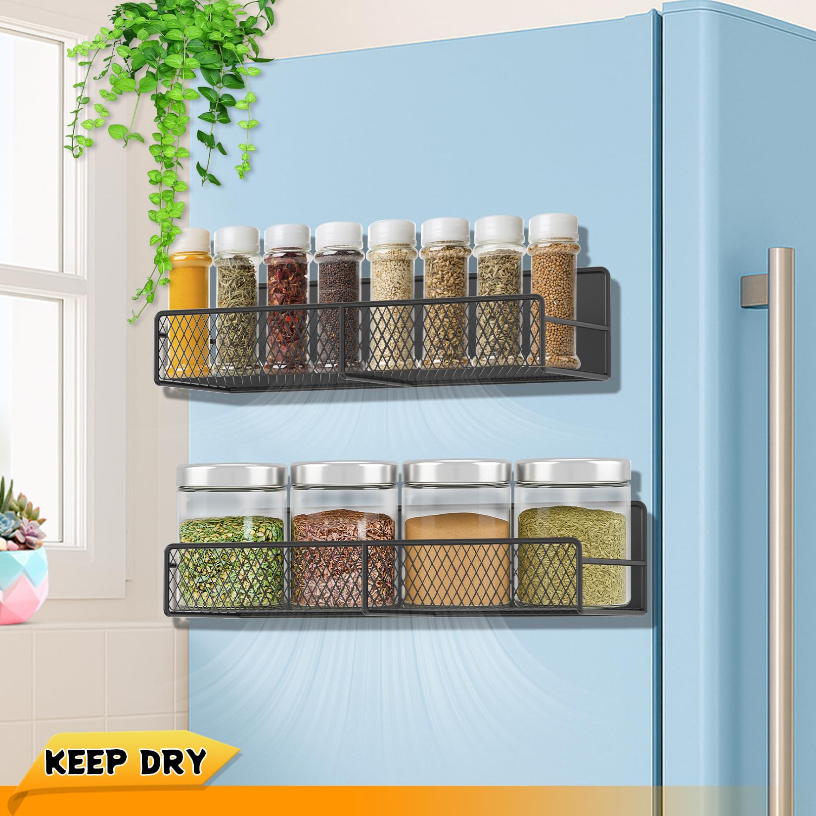 FITIMOR black magnetic shelves enhance kitchen organization and visibility