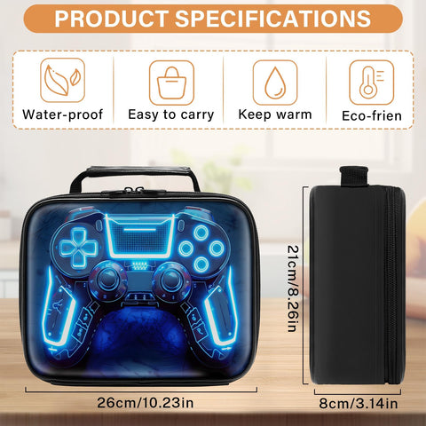 Fitvc Gamer Lunch Box insulated interior keeps snacks fresh for school.