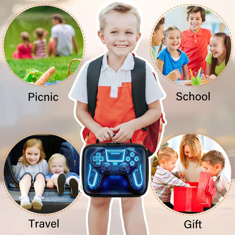 Fitvc Gamer Lunch Box leather look adds stylish appeal for kids.