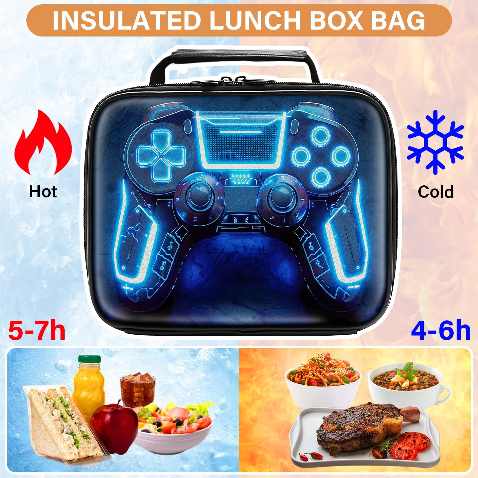 Fitvc Gamer Lunch Box sturdy zippers secure items during busy days.