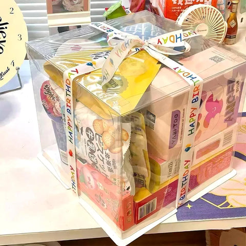 Transparent sides provide a 360-degree view of decorations.