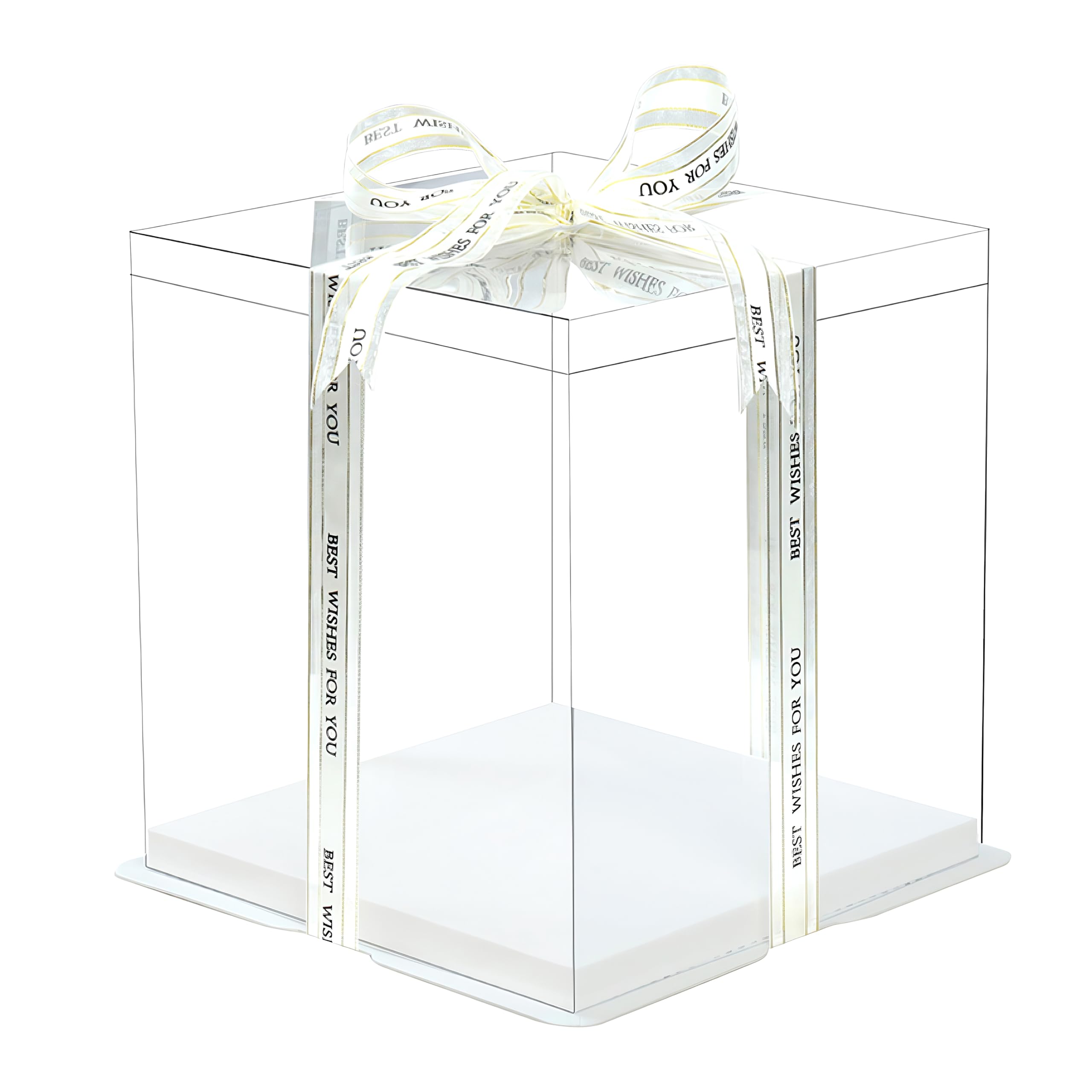 Five-pack 12-inch square cake box offers a clear display for elegant presentation.