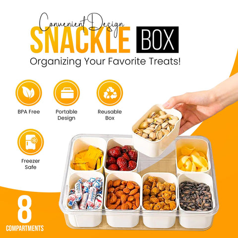 Five Skies Snackle Box small tray with four compartments and lid for on-the-go snacks