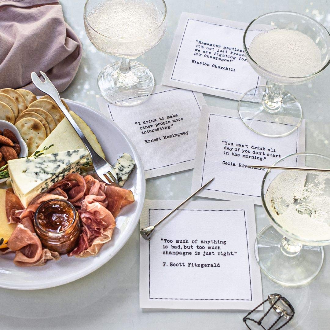 Five Star Napkins with witty quotes spark conversation at parties.