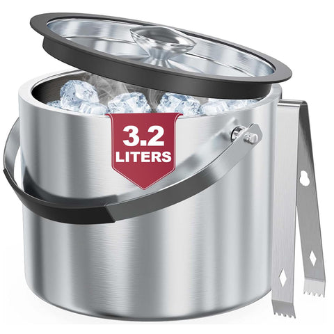 FiveHome 3.2L insulated ice bucket with lid keeps ice cold during parties.