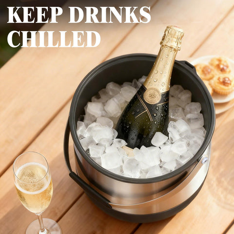 Clip-on lid on FiveHome ice bucket allows quick viewing without losing chill