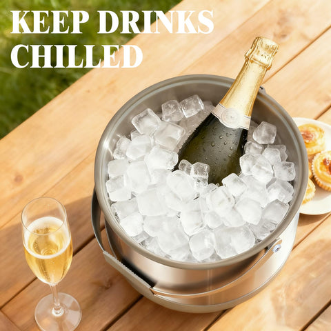 FiveHome ice bucket double-wall insulation helps drinks stay cooler longer